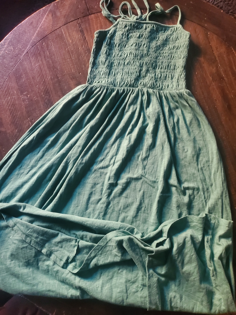 American Eagle Outfitters Green Smocked Maxi Dress with Shoulder Ties